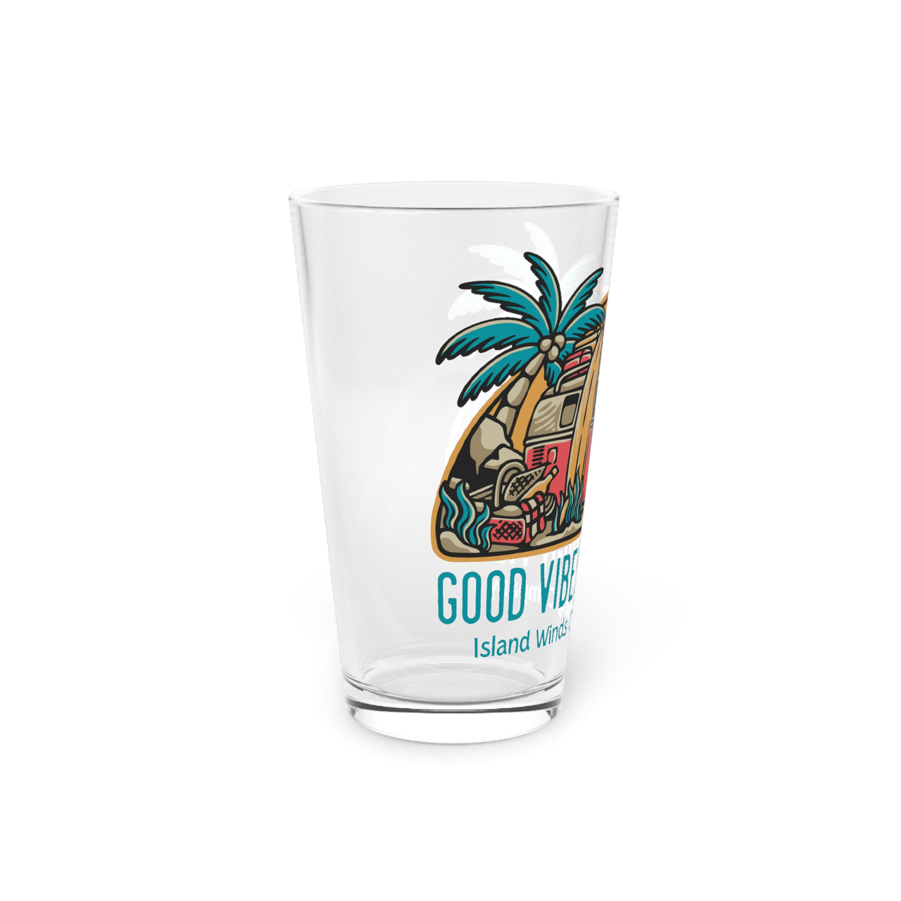 Good Vibes and High Tide 16oz Glass Printify