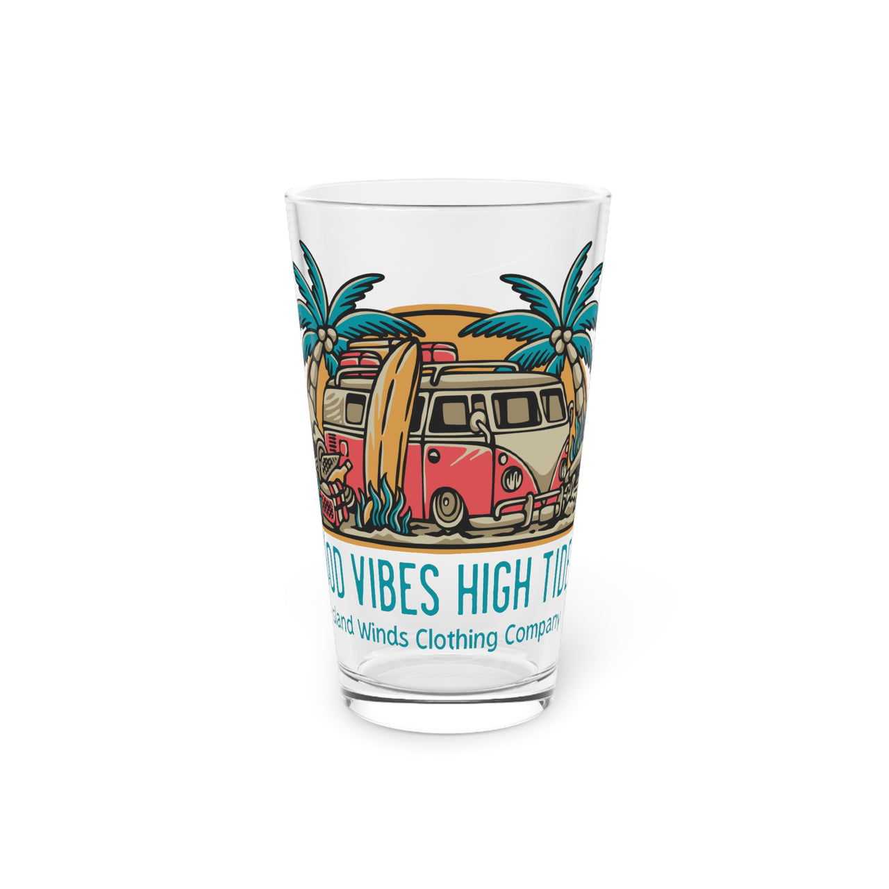 Good Vibes and High Tide 16oz Glass Printify