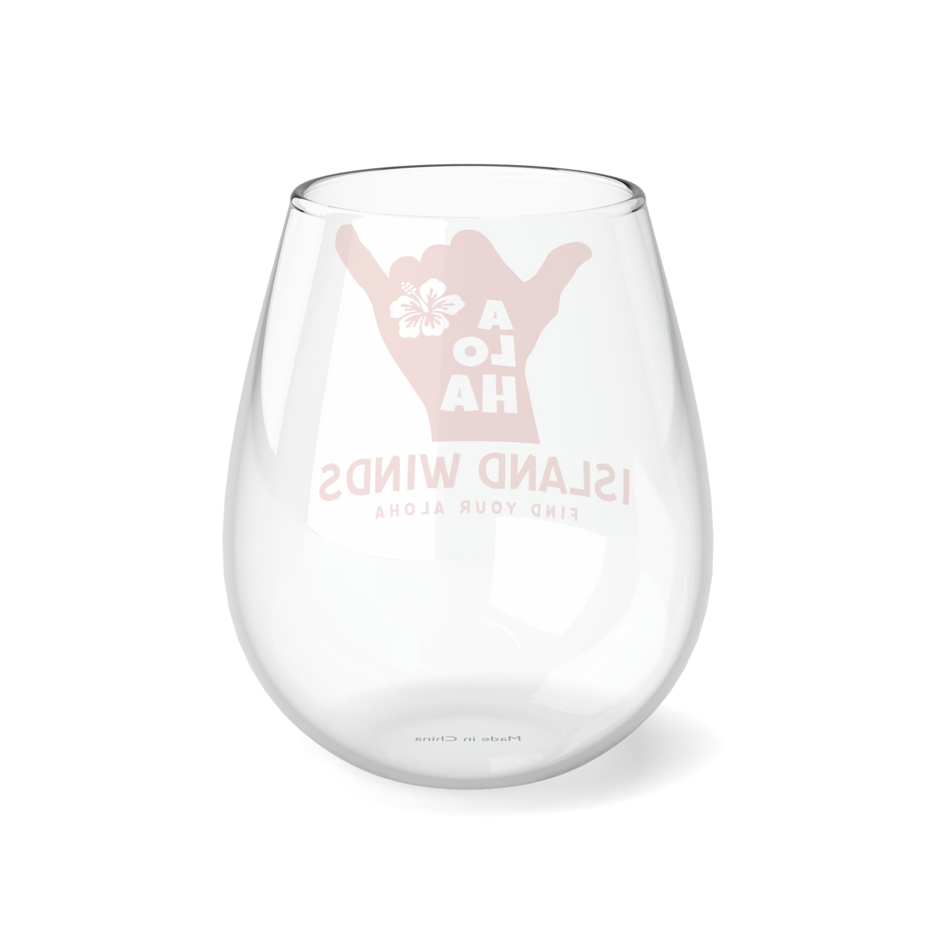 Love Peace Aloha Stemless Wine Glass Printify