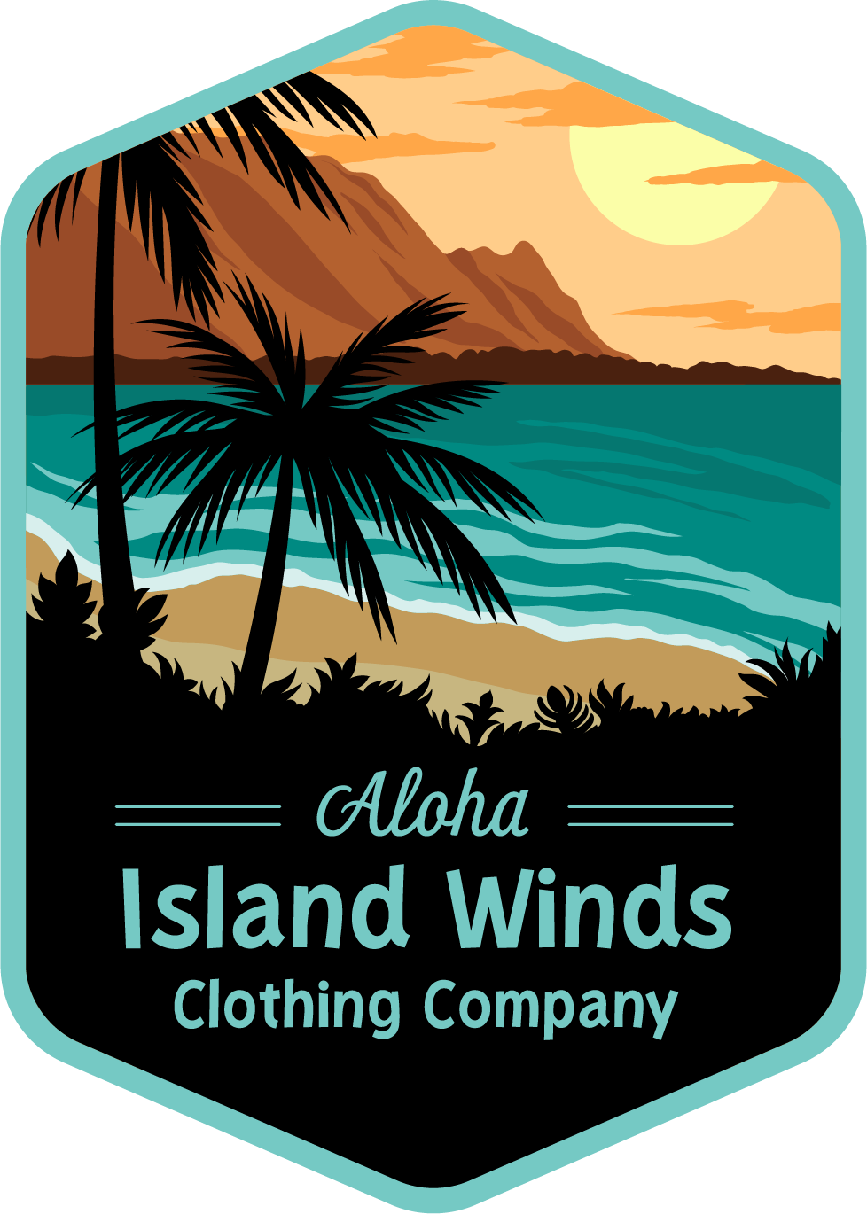 Island Winds Vinyl Decal Sunset Teal Island Winds Clothing Company