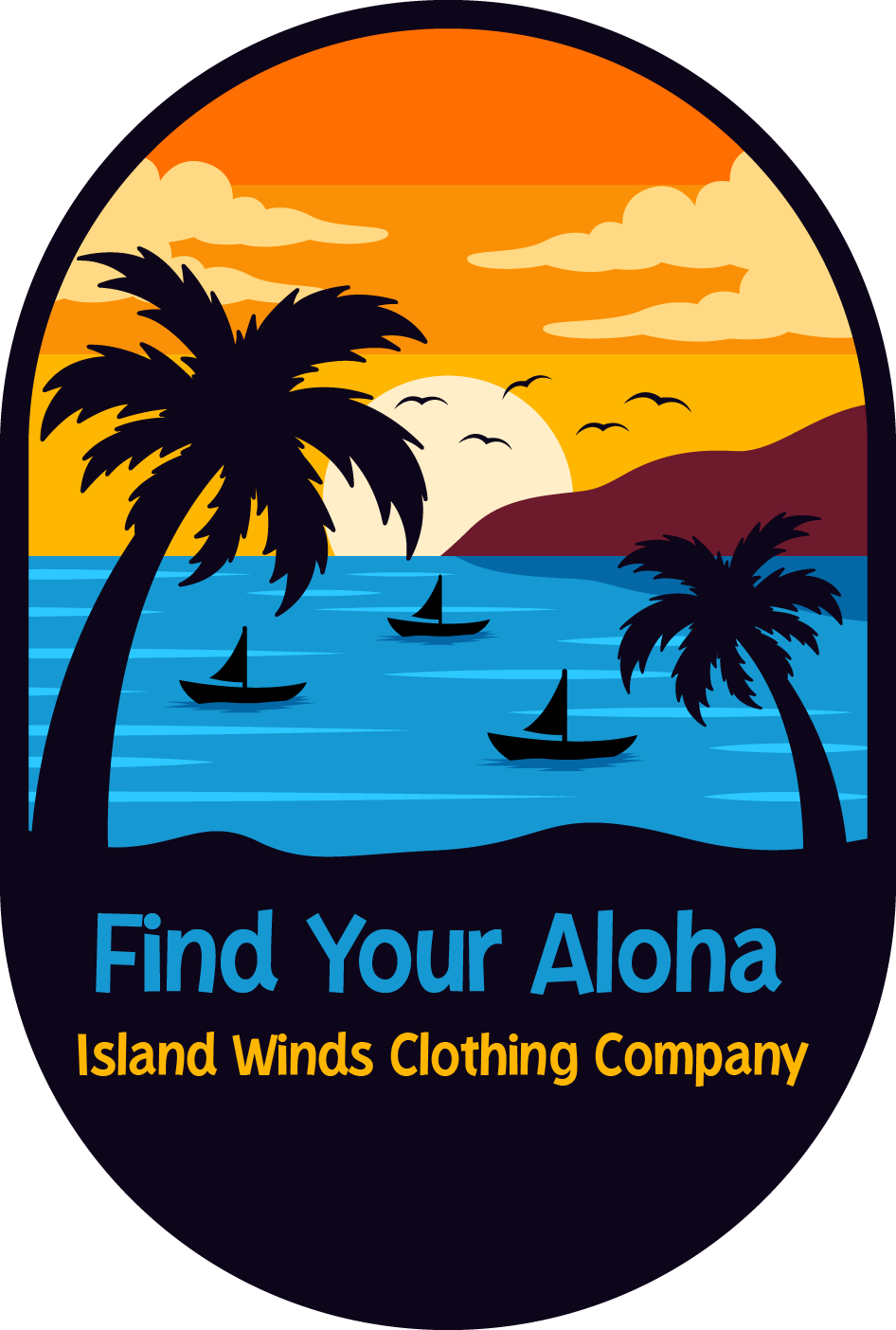 Island Winds Vinyl Decal Sunset Blue Island Winds Clothing Company